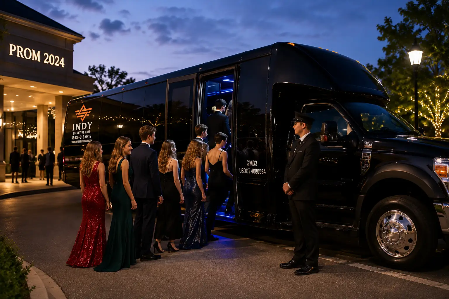 Prom Group Transport Indianapolis - Chauffeur Supervised Transportation for Students