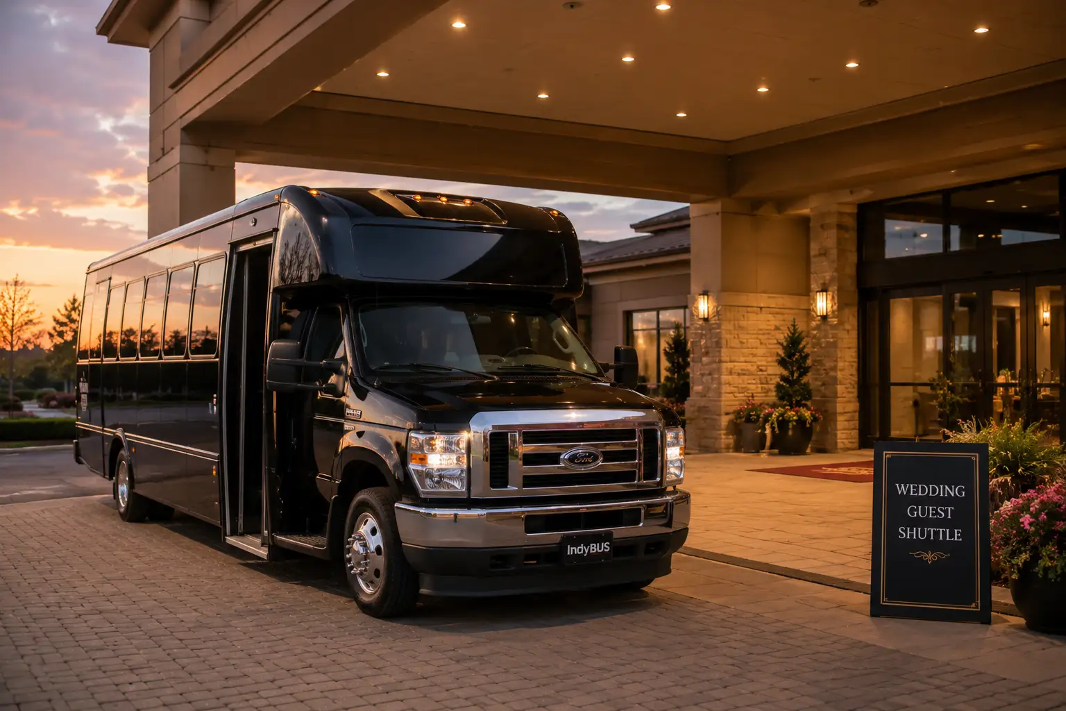Wedding Guest Shuttle Indianapolis - 28 Passenger Mini Bus for Hotel Transport