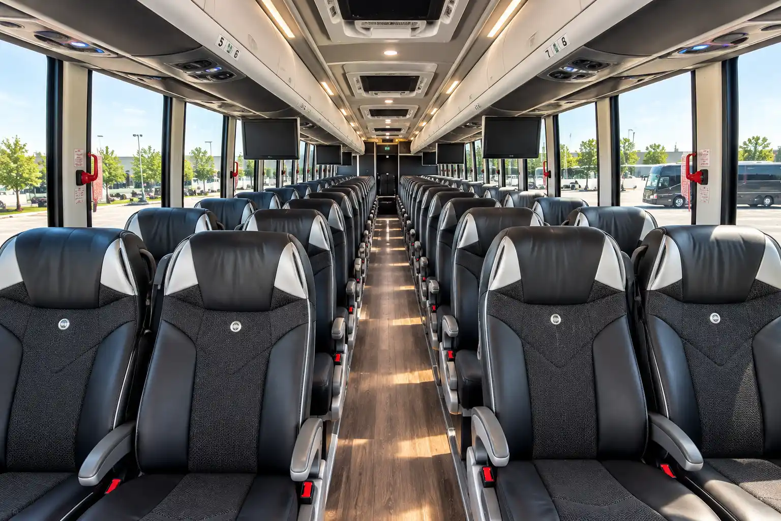 Motor Coach Interior Indianapolis - Reclining Seats with Overhead Storage